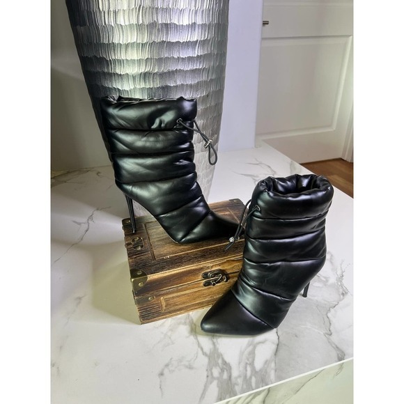 Steve Madden Quilted Stiletto Booties in Black - Picture 2 of 12